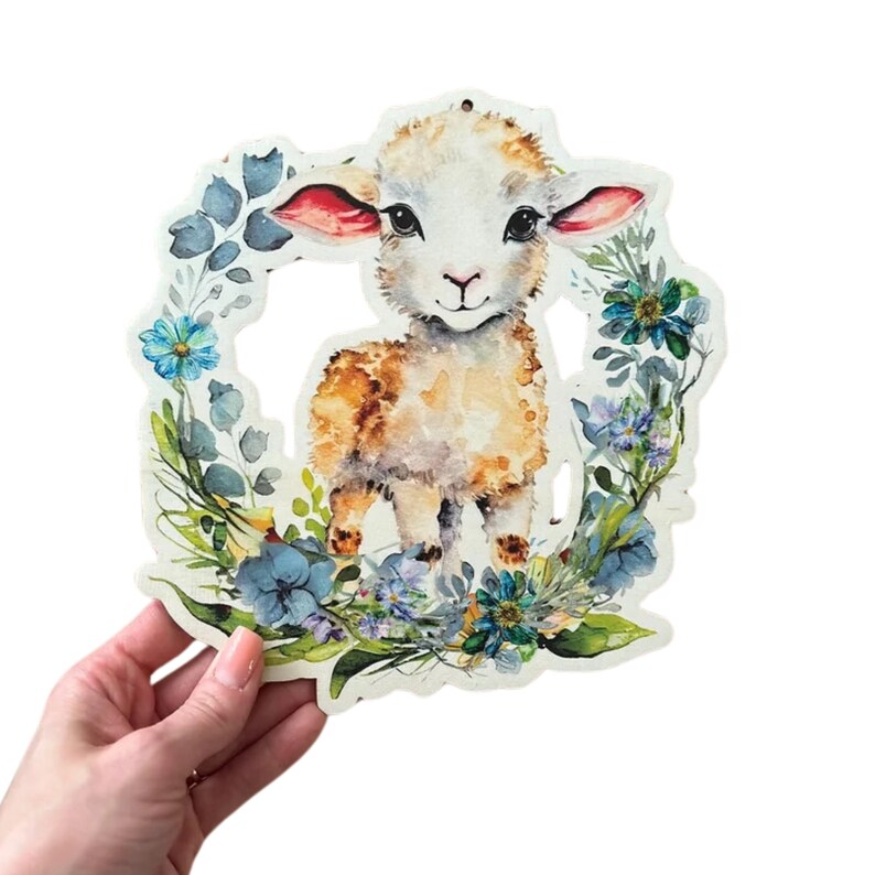 Sheep wall decoration child's first name, baby room decoration, original birth birthday gift souvenir, spring decoration, child frame image 1