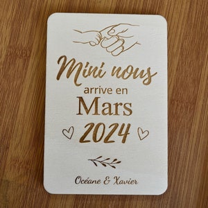 Wooden card for pregnancy, Mini Us/ Hands, baby ad, pregnancy, advertising card, application for sponsor, future mother imagem 6