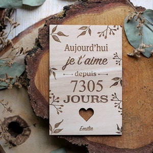 Card Today I have loved you for... days/years love gift, Valentine's Day gift, couple gift, meeting gift, wedding anniversary je t'aime depuis...