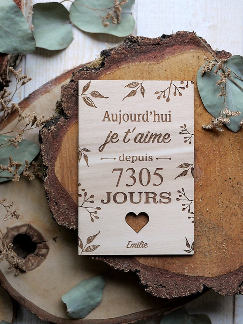 Card Today I have loved you for... days/years love gift, Valentine's Day gift, couple gift, meeting gift, wedding anniversary je t'aime depuis...