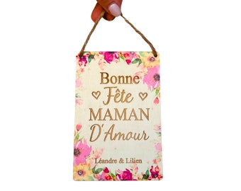 Mini pancarte personnalisable "Bonne fête maman " floral - idée cadeau fête des mères, pour la meilleure des mamans, je t'aime maman d'amour