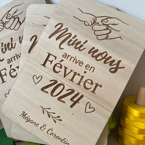 Wooden card for pregnancy, Mini Us/ Hands, baby ad, pregnancy, advertising card, application for sponsor, future mother imagem 9