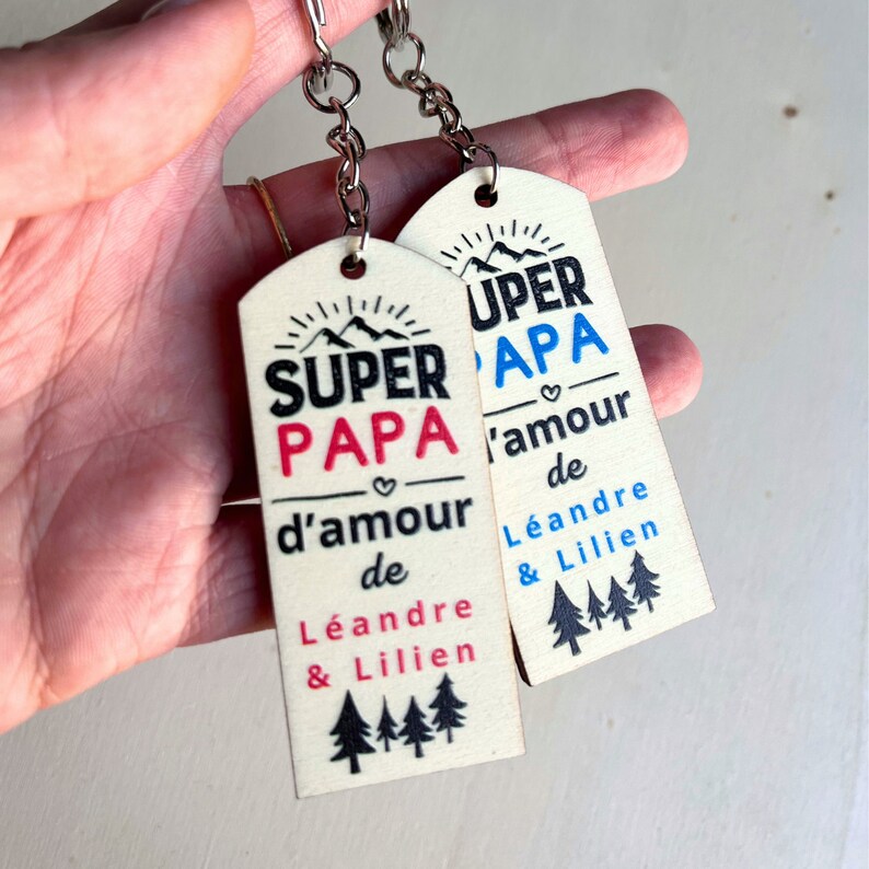 Customizable wooden dad key ring, Father's Day gift, birthday key ring, gift for him, moving in gift, super loving dad image 9