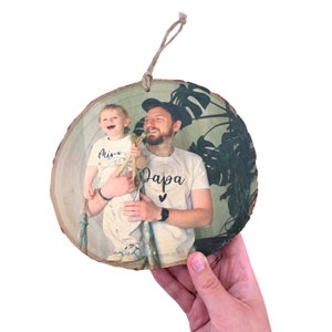 Wooden log printed with dad's photo, original Father's Day gift, printing your photo in color on wood