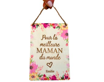 Jolie pancarte floral à suspendre "bonne fête maman", idée cadeau fête des mères, décoration personnalisable super maman, carte je t'aime