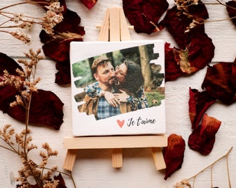 Chevalet personnalisable photo imprimée sur toile , cadeau unique et original pour la saint Valentin la  fête grands mères,  un mariage …
