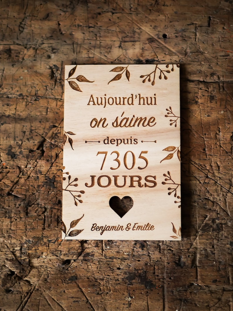 Carte "Aujourd’hui je t’aime depuis... jours/ans" cadeau personnalisé couple, cadeau St Valentin,cadeau rencontre, anniversaire mariage image 2