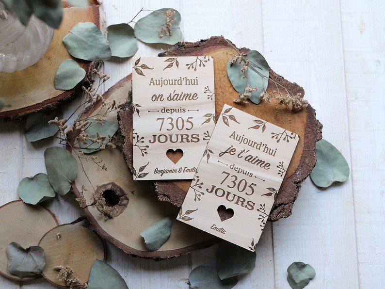 Carte "Aujourd’hui je t’aime depuis... jours/ans" cadeau personnalisé couple, cadeau St Valentin,cadeau rencontre, anniversaire mariage image 4