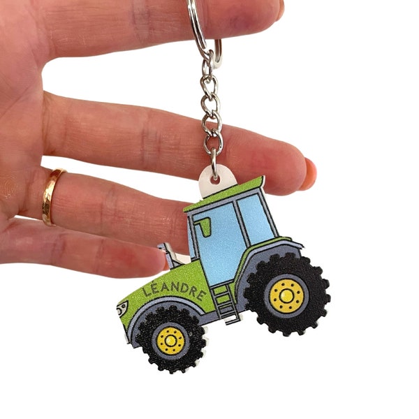 Porte clé tracteur personnalisé, cadeau invité anniversaire, anniversaire enfant thème tracteur chantier travaux, anniversaire garçon