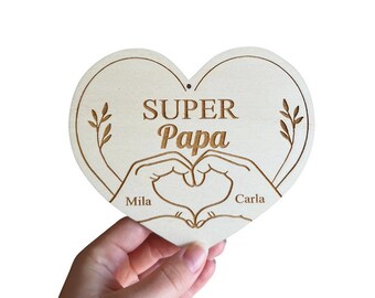 Carte personnalisée cœur - Super Papa - idée cadeau fête des pères, je t'aime papa d'amour, super papa, carte souvenir, décoration souvenir
