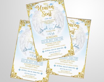 Heaven Sent Baby Shower Invitations Etsy Heaven Sent Baby Shower Invitations Etsy