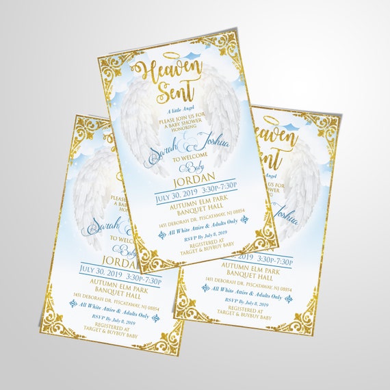 heaven sent baby shower invitations