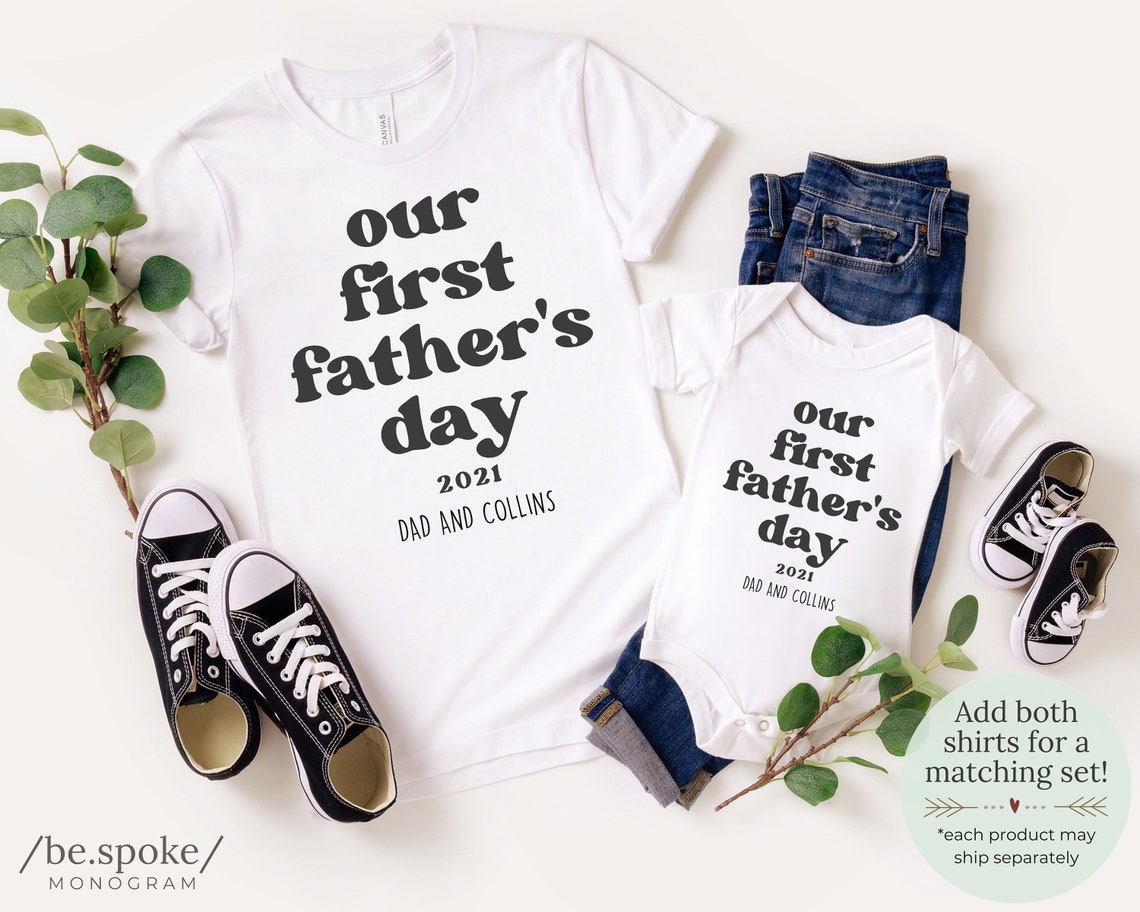 First Father's Day shirts matching dad and baby shirt and