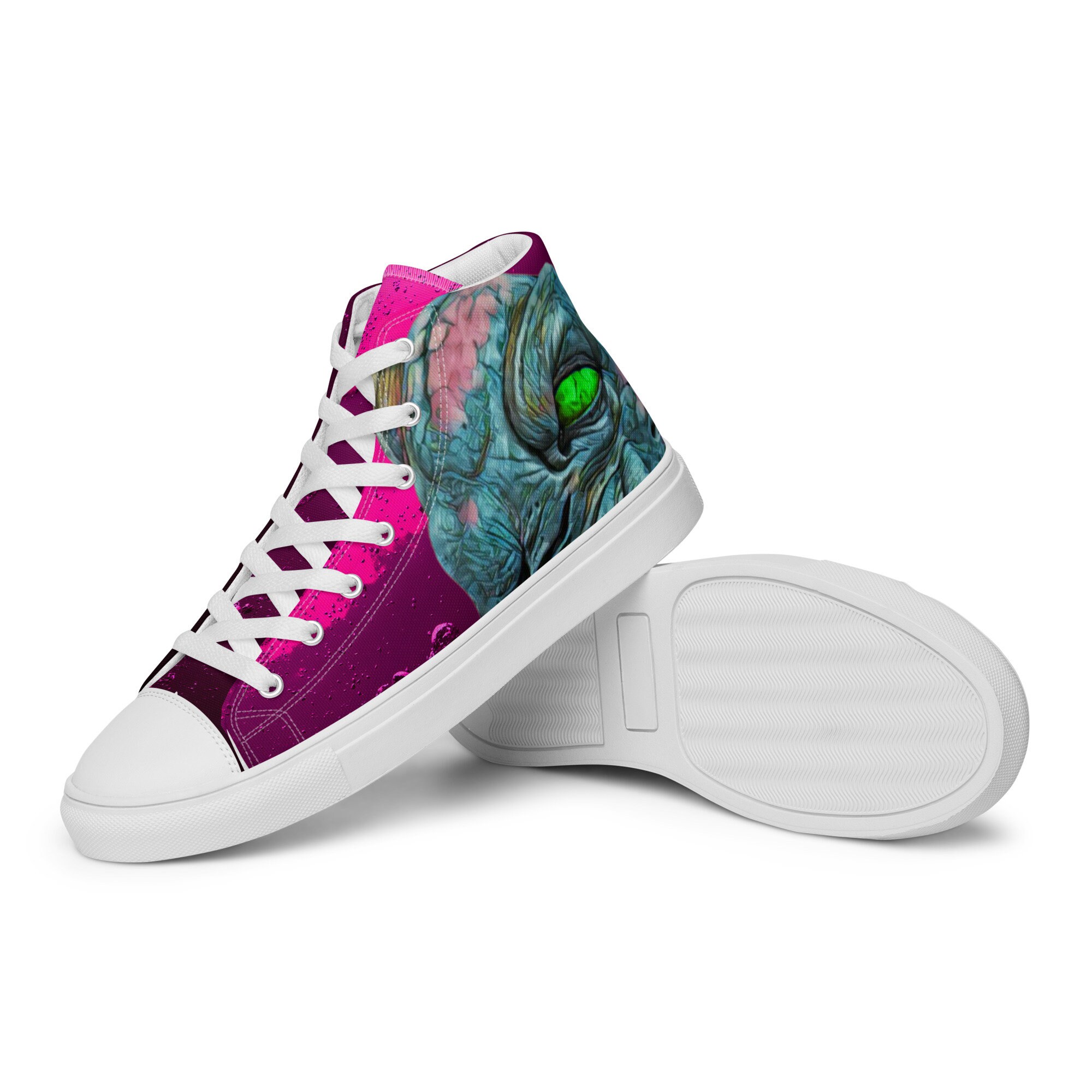 Black Skull - Sustainably Made Men's High Top Canvas Shoes