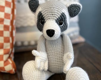 Crochet Raccoon Plush: Handmade Stuffed Animal Toy