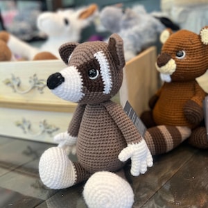 Crochet Raccoon Plush: Handmade Stuffed Animal Toy