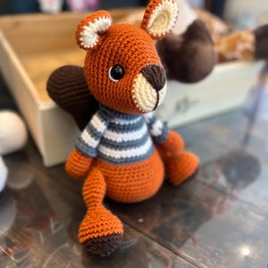 Tommy the Squirrel Crochet Animal |  Handmade Crocheted Critter |  Orange Squirrel Crochet Stuffed Animal