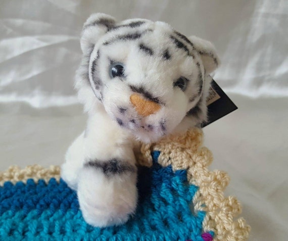 White Tiger Comforter Rainbow Crocheted Blanket Etsy