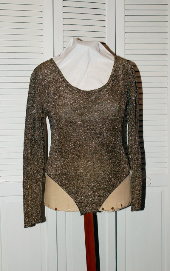 Items similar to Vintage Shiny Gold Bodysuit on Etsy