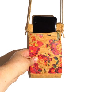 Sac pour téléphone portable - Petit sac à main en liège Fabriqué au Portugal - Haute qualité - Pochette végétalienne - Sac à bandoulière pour téléphone portable (BO328)