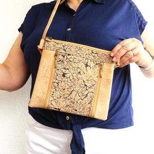 Cork Purse Made in Portugal - High quality cork bag natural color - vegan clutch - cross body bag - cork shoulder bag  (BO379)