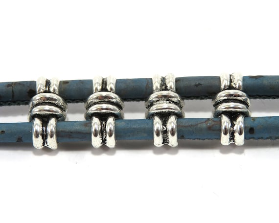 4/10 pieces - 2 holes beads for 3mm cord - spacer 3mm cork - multi strand links - 3mm cord (MB176)