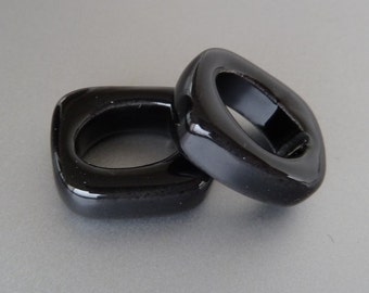 2 piezas - Separador de cuentas de cerámica negra para cuero de regaliz, accesorios de cuero - cuenta separadora de regaliz, suministros de cuero (CB56)