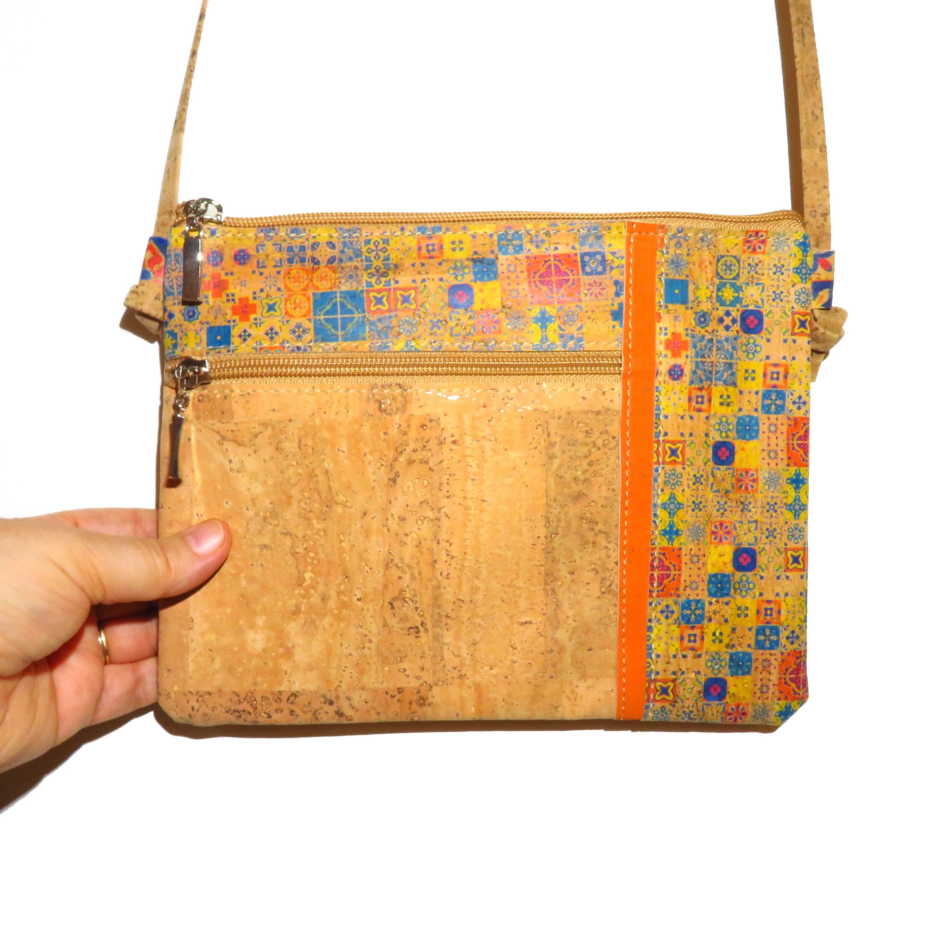 Corkor Vegan Cork Crossbody Purse - Handmade In Portugal, Adjustable Strap, Multiple Pockets