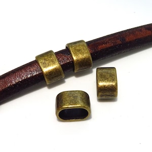 4 Zamak golden plated beads for licorice leather (4 pieces) (ZB45)