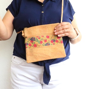 Cork Purse Made in Portugal - High quality cork bag natural color - vegan clutch - cross body bag - cork shoulder bag  (BO371)