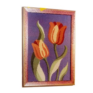 Kit do it yourself -  Exotic flowers - Portuguese Arraiolos - Traditional Portuguese Arraiolos Embroidery Needlework(A32Tulipas)