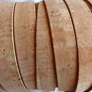 25 mm - 1 m/39 in - Cordon de liège - liège plat naturel - végétalien - Cordon de liège portugais - cordon de liège plat 25 mm (C25MM-2)