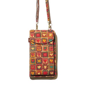 Liège végétalien - Portefeuille et sac pour téléphone portable - Portefeuille pour femme - Sac pour téléphone portable - Porte-monnaie végétalien - Cadeau végétalien - Sac à bandoulière - Sac à bandoulière (BO364)