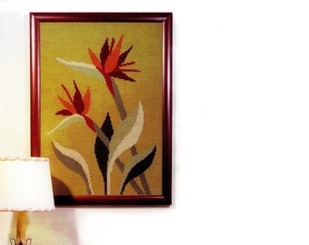 Kit do it yourself -  Exotic flowers - Portuguese Arraiolos - Traditional Portuguese Arraiolos Embroidery Needlework(A32estrelicias)