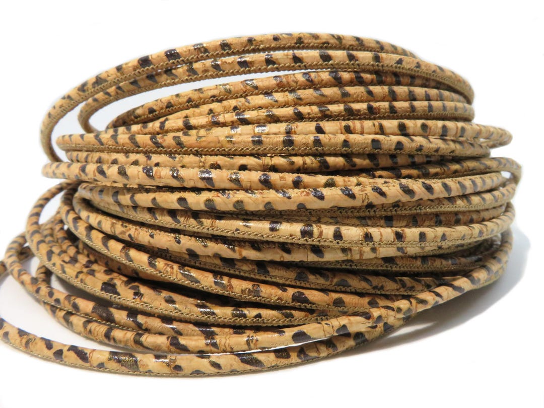 1m/39in - 3mm Portuguese Cork Cord - Natural Tone - 3mm Diameter ...
