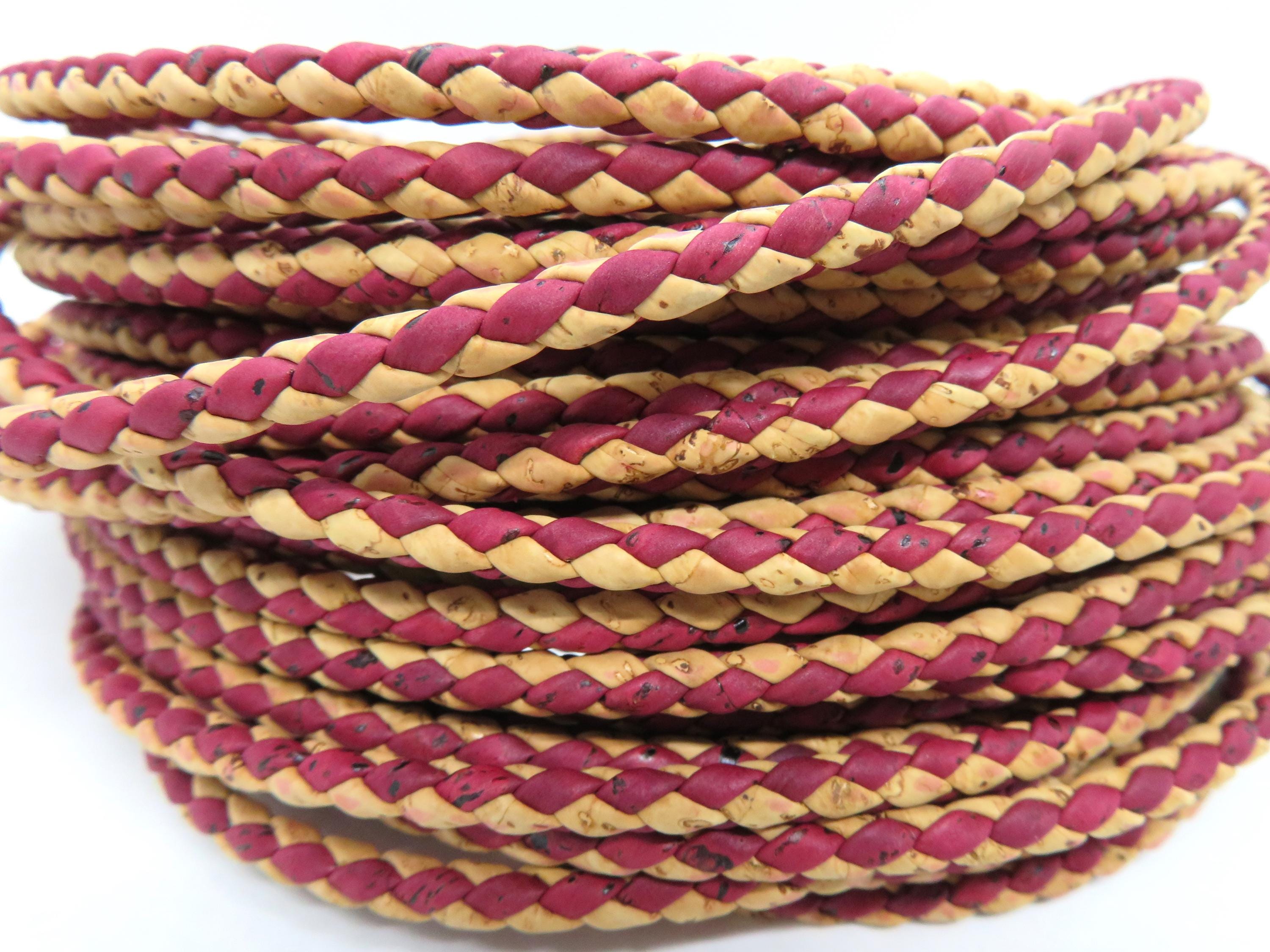 1 m/39 インチ - 直径 5 mm 丸型 - ワインと天然コルク - 編み込み