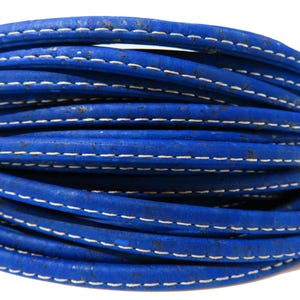 1 m/39 pulg. - 5 mm de corcho plano con pespunte - Corcho portugués - Corcho azul vaquero - Corcho de 5 mm - Materiales para manualidades - Vegano (C5MM-65)