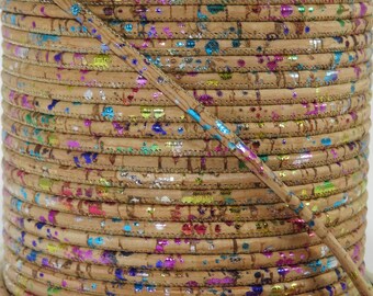 3mm Portuguese Cork cord - 3mm rainbow1 cork cord - Vegan Jewelry Making Supply  - high quality cork - 1m/39in (C3MM-11)