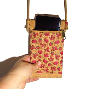 Sac pour téléphone portable - Petit sac à main en liège Fabriqué au Portugal - Haute qualité - Pochette végétalienne - Sac à bandoulière pour téléphone portable (BO327)