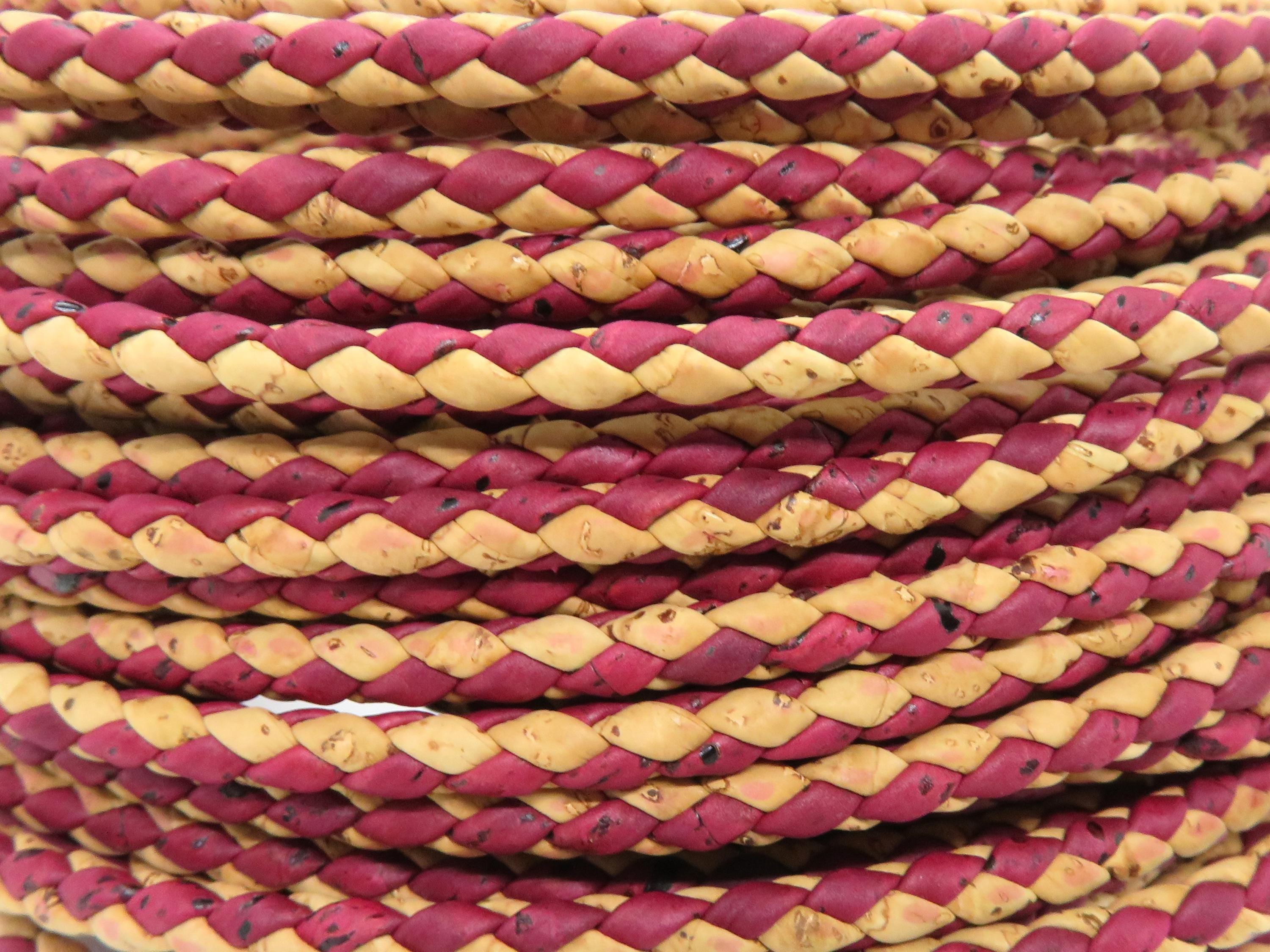 1 m/39 インチ - 直径 5 mm 丸型 - ワインと天然コルク - 編み込み