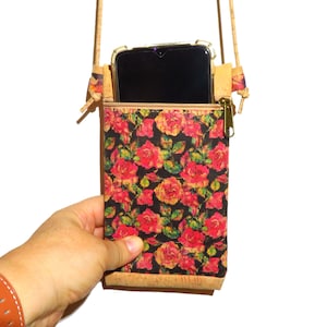 Sac pour téléphone portable - Petit sac à main en liège fabriqué au Portugal - Haute qualité - pochette végétalienne - sac bandoulière pour téléphone portable (BO258)