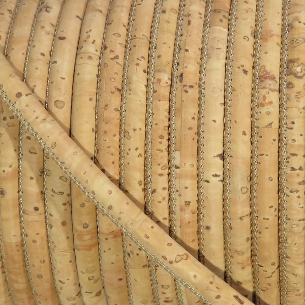 1m/39in -  5mm round cork cord - Portuguese cork cord -  natural tone - 5 mm - vegan - cork strip - round strip - round cork cord (C5MM-1)