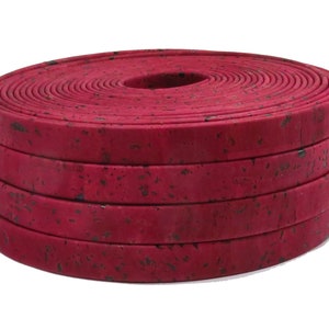 1m/39in - 10mm flat cork cord - 1 meter of Portuguese  Bordeaux cork,  vegan, high quality cork, cork fabric, 10 mm flat cork,  (C10MM-28)