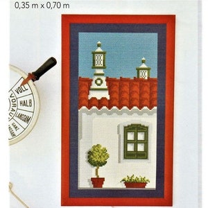 Kit do it yourself -  Algarve chimneys picture - Portuguese chimneys - Traditional Portuguese Arraiolos Embroidery Needlework(A12)
