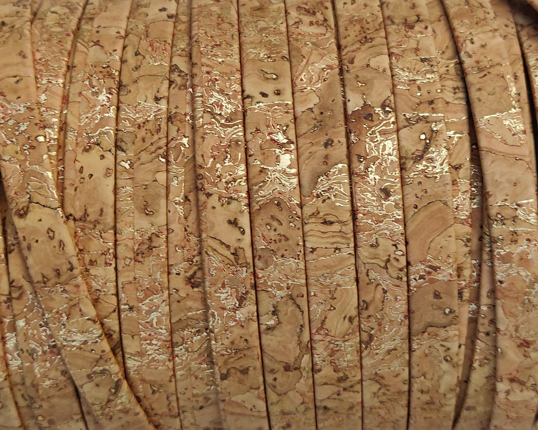 1m/39in - 10mm Portuguese Cork Cord - Cork Cord - Granada With Gold ...