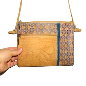 Monedero de corcho fabricado en Portugal - Bolso de corcho de alta calidad color natural - clutch vegano - bolso bandolera - bolso de hombro de corcho (BO283)