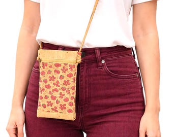 Bolso para móvil - Pequeño monedero de corcho fabricado en Portugal - Alta calidad - clutch vegano - bandolera para móvil (BO327)