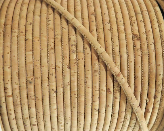 3mm Portuguese Cork cord - natural tone -  Vegan Jewelry Making Supply  - high quality cork - 1m/39in  (C3MM-12)
