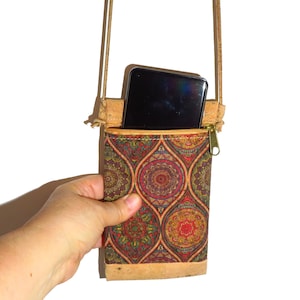 Sac pour téléphone portable - Petit sac à main en liège Fabriqué au Portugal - Haute qualité - Pochette végétalienne - Sac à bandoulière pour téléphone portable (BO323)