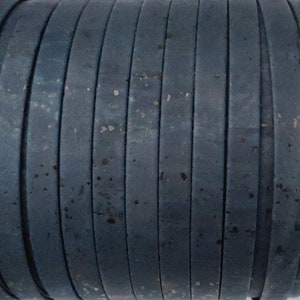 Cork cord - 10mm dark blue cork cork - Portuguese cork cord - 10mm flat cork - Vegan - high quality cork, Portuguese cork (C10MM-6)